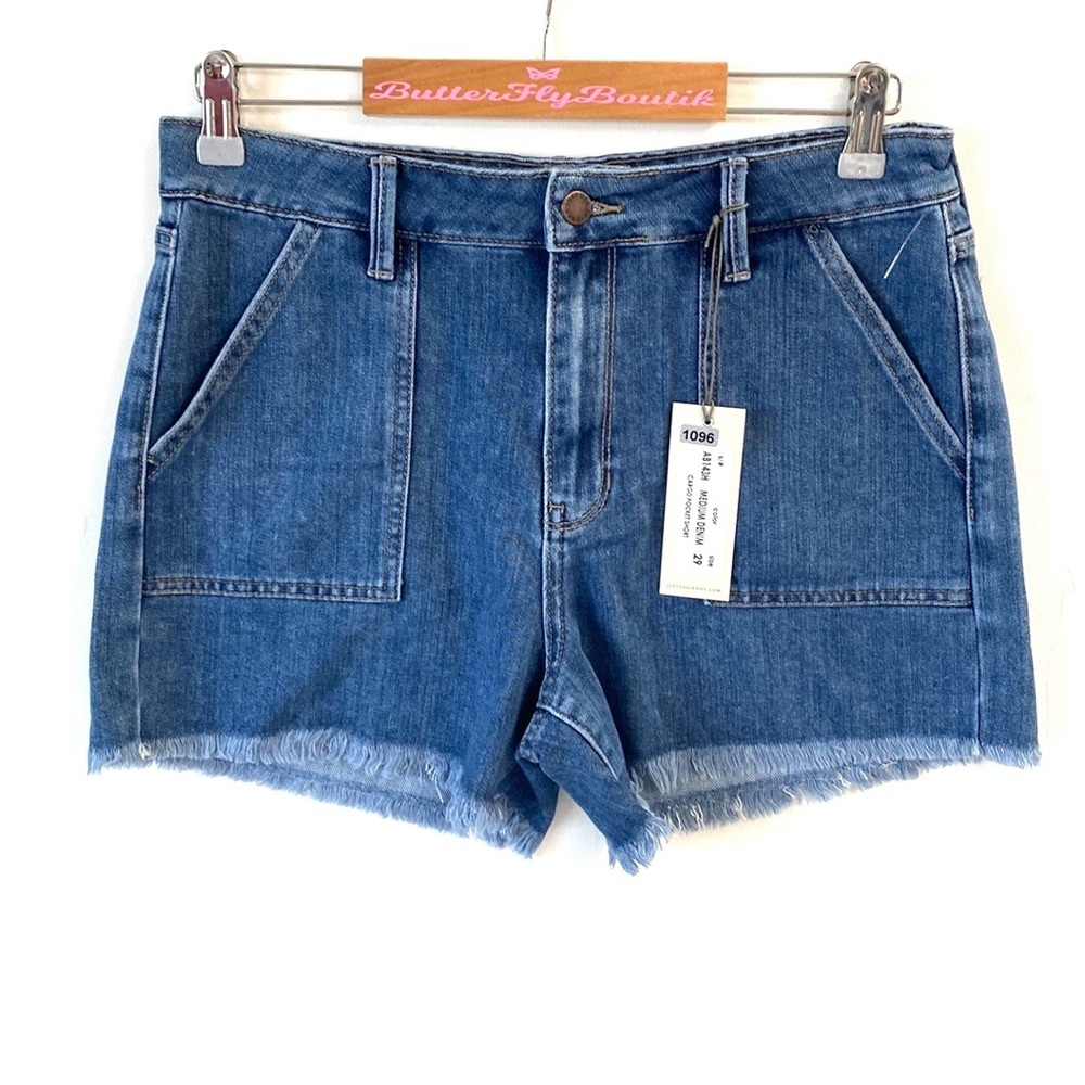 (B51) Just Usa Shorts Women's‎ Size 29 Blue Denim Jean Shorts Cargo Pocket, NWT